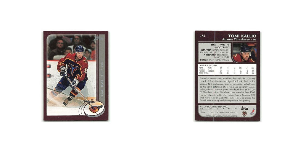 Tomi Kallio 2002 Topps #181 Atlanta Thrashers Hockey Card NM