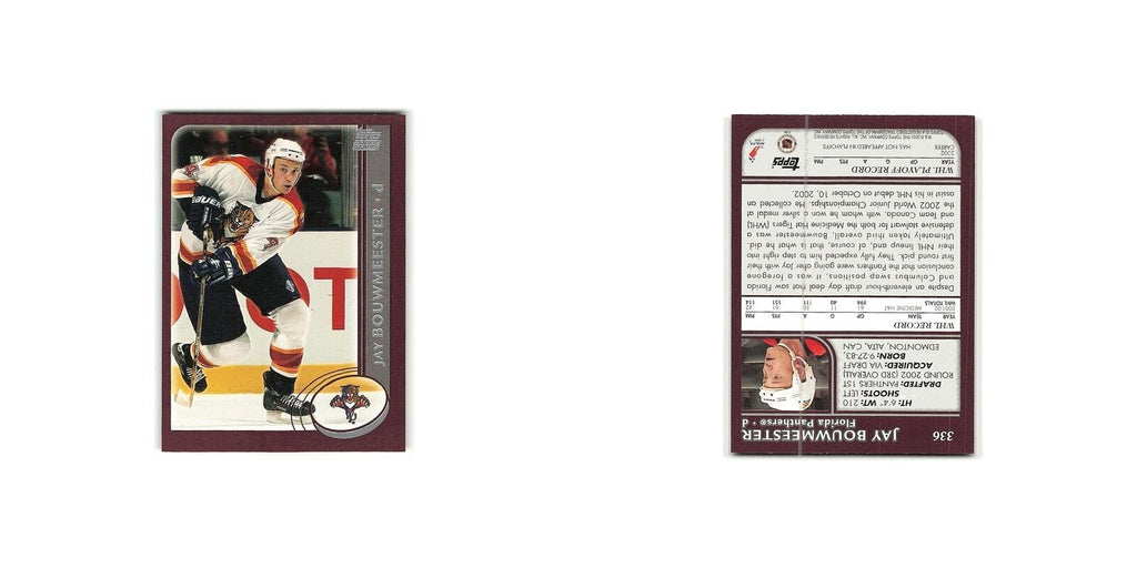 Jay Bouwmeester Rookie 2002 Topps #336 Florida Panthers Hockey Card NM