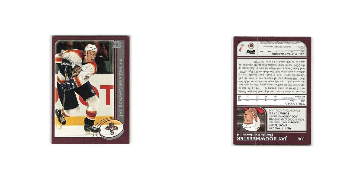 Jay Bouwmeester Rookie 2002 Topps #336 Florida Panthers Hockey Card NM