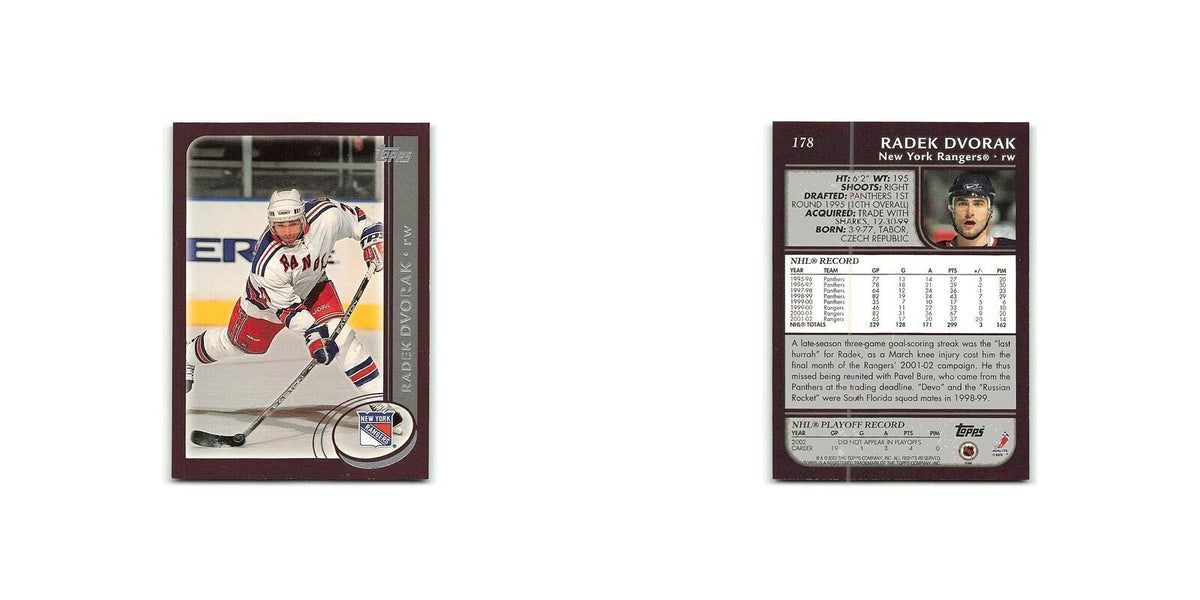 Radek Dvorak 2002 Topps #178 New York Rangers Hockey Card NM