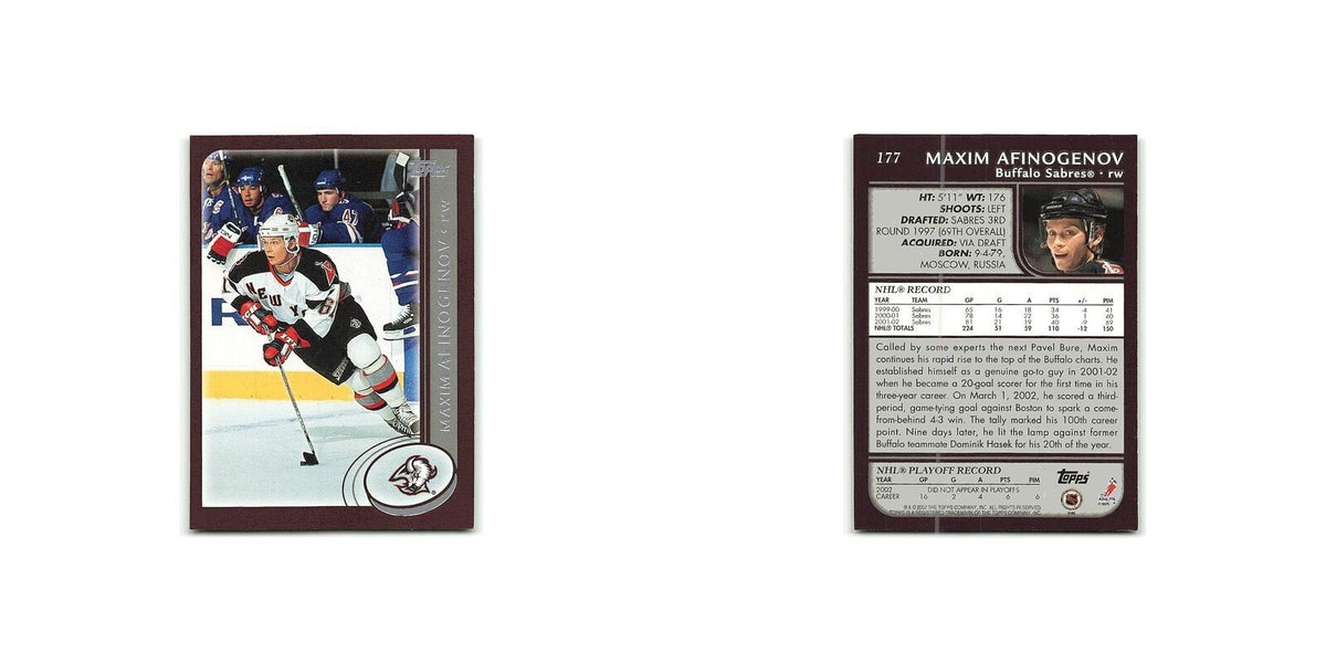 Maxim Afinogenov 2002 Topps #177 Buffalo Sabres Hockey Card NM