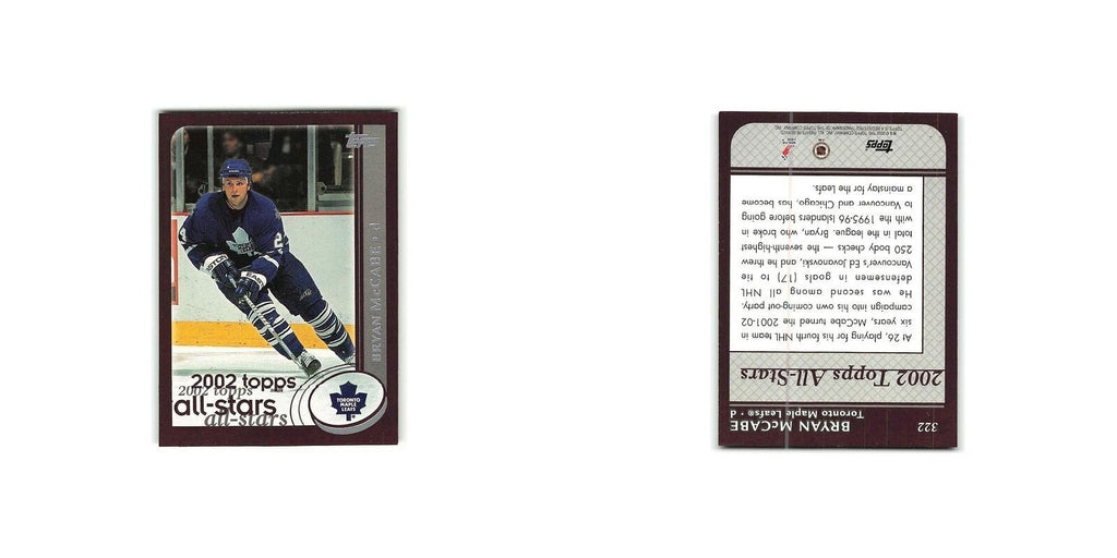 Bryan McCabe 2002 Topps #322 Toronto Maple Leafs Hockey Card NM