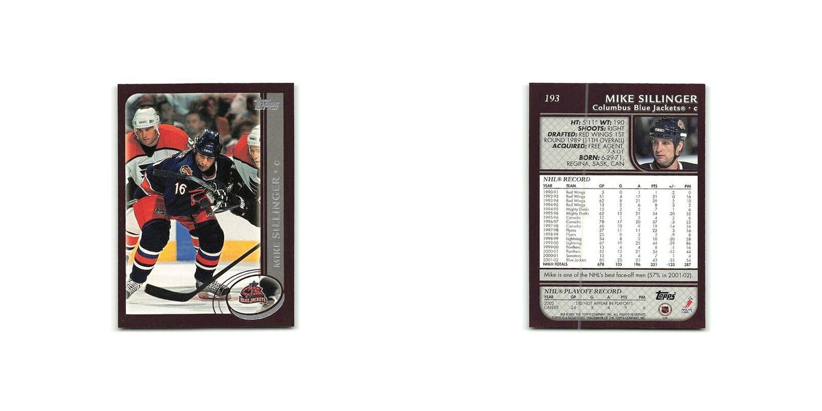 Mike Sillinger 2002 Topps #193 Columbus Blue Jackets Hockey Card NM