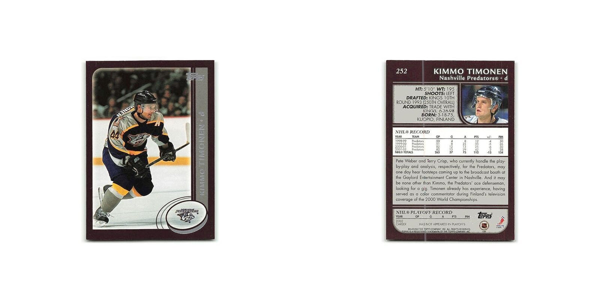 Kimmo Timonen 2002 Topps #252 Nashville Predators Hockey Card NM