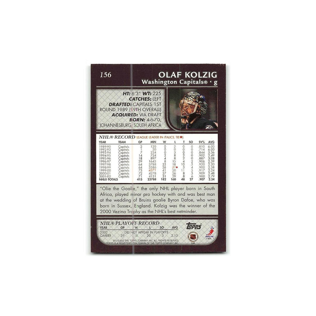 Olaf Kolzig 2002 Topps #156 Washington Capitals Hockey Card NM