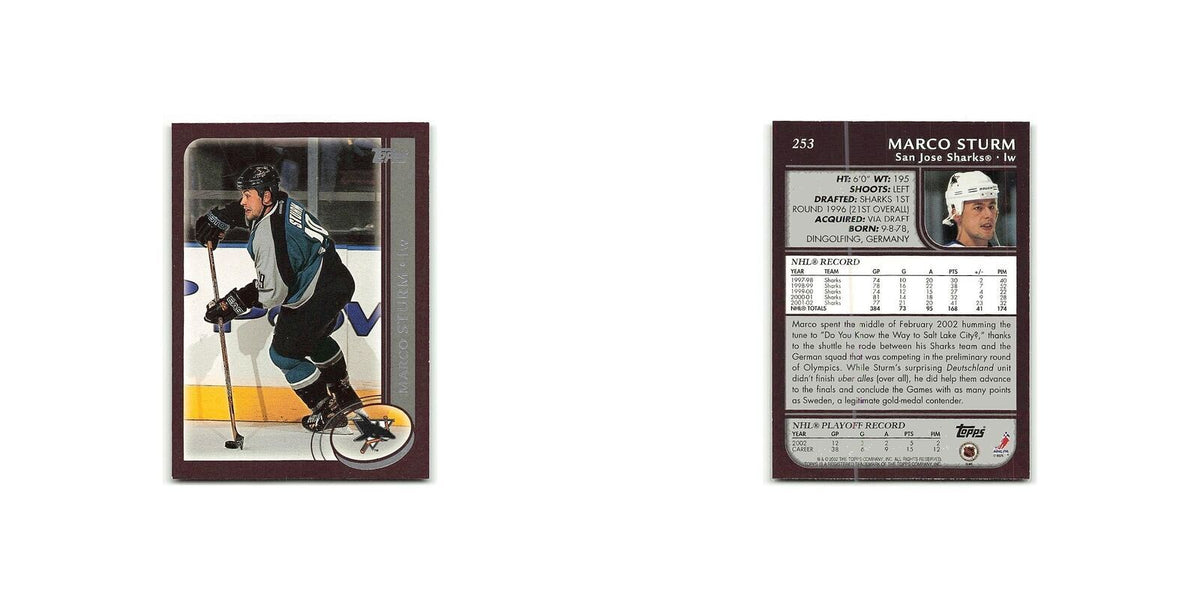 Marco Sturm 2002 Topps #253 San Jose Sharks Hockey Card NM