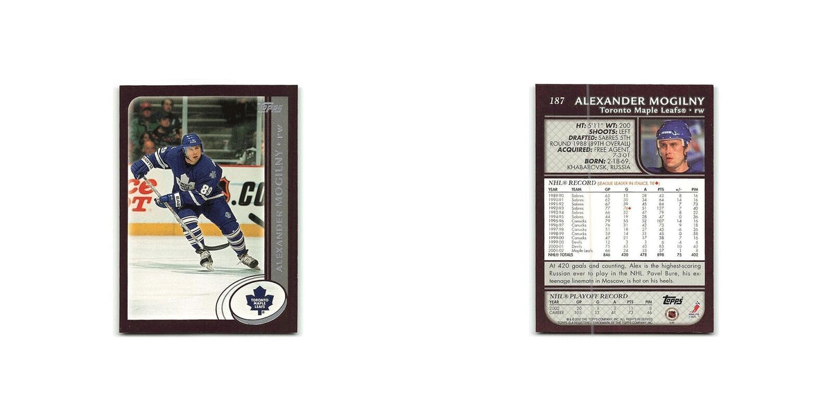 Alexander Mogilny 2002 Topps #187 Toronto Maple Leafs Hockey Card NM