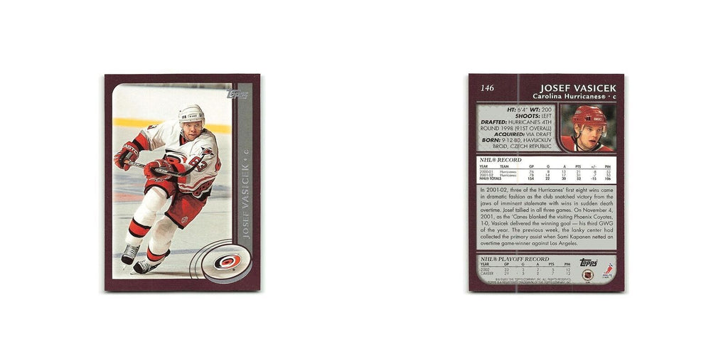Josef Vasicek 2002 Topps #146 Carolina Hurricanes Hockey Card NM