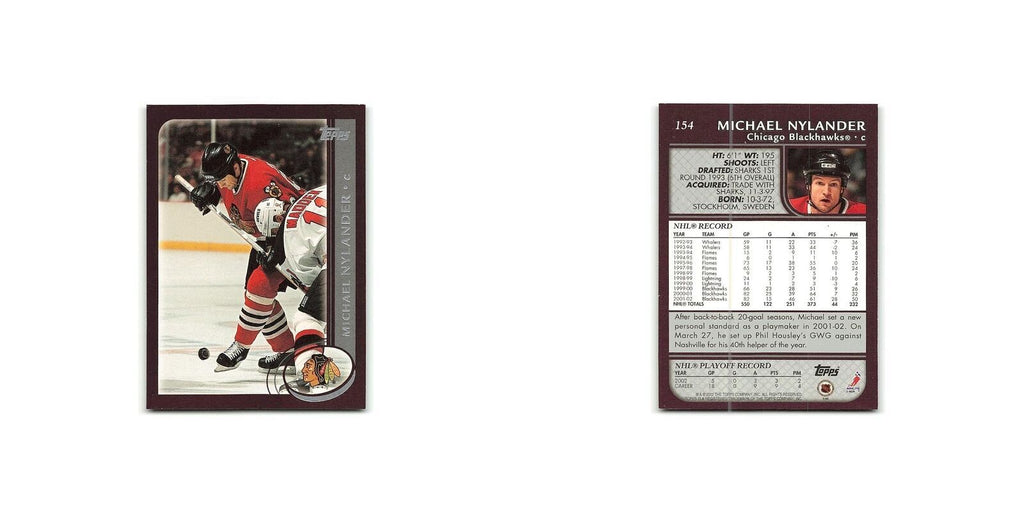 Michael Nylander 2002 Topps #154 Chicago Blackhawks Hockey Card NM