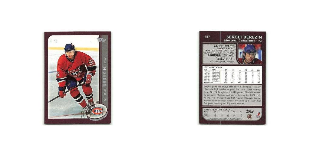 Sergei Berezin 2002 Topps #157 Montreal Canadiens Hockey Card NM