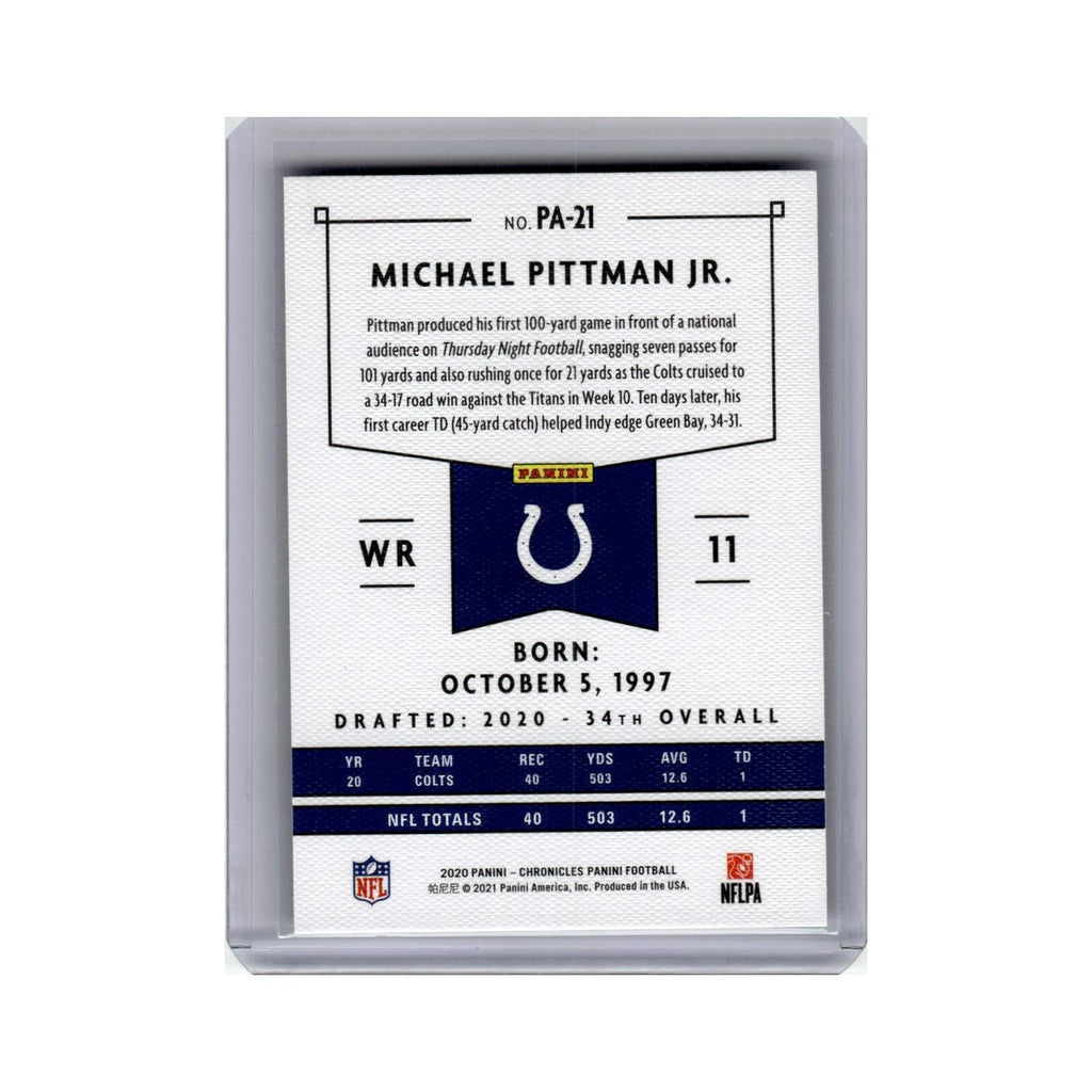 Michael Pittman Jr. Rookie 2020 Panini Chronicles #PA-21 Indianapolis Colts NM