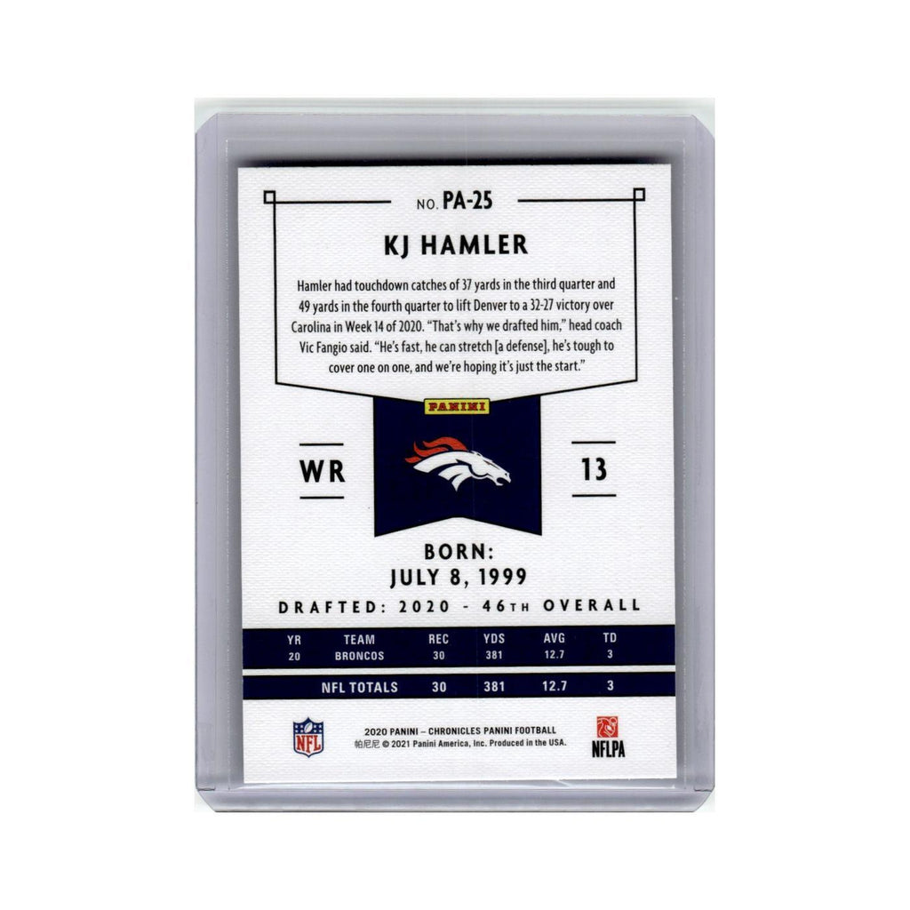 KJ Hamler Rookie 2020 Panini Chronicles #PA-25 Denver Broncos Football Card NM