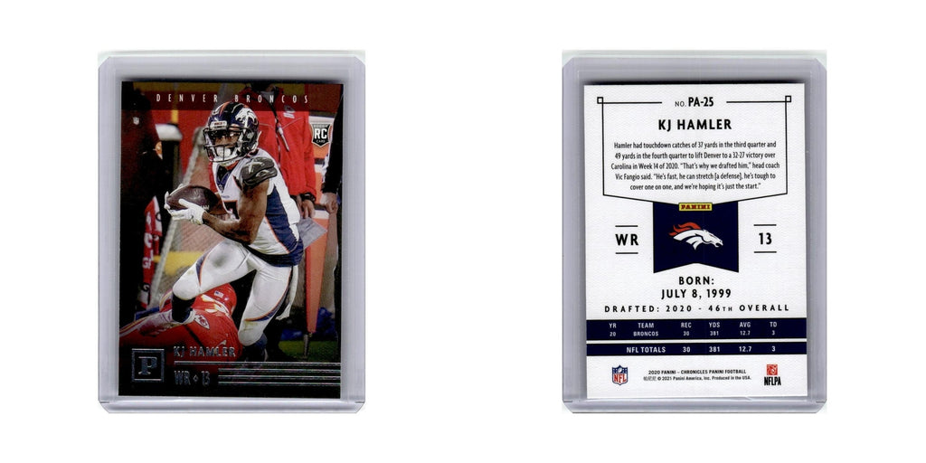 KJ Hamler Rookie 2020 Panini Chronicles #PA-25 Denver Broncos Football Card NM