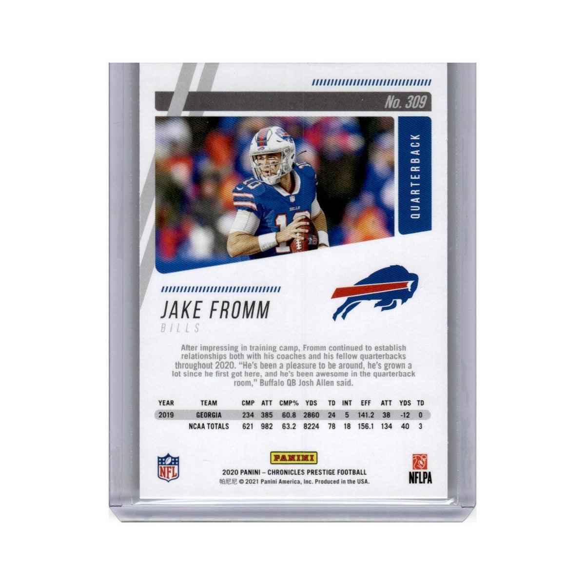 Jake Fromm Rookie 2020 Panini Chronicles Prestige #309 Buffalo Bills NM