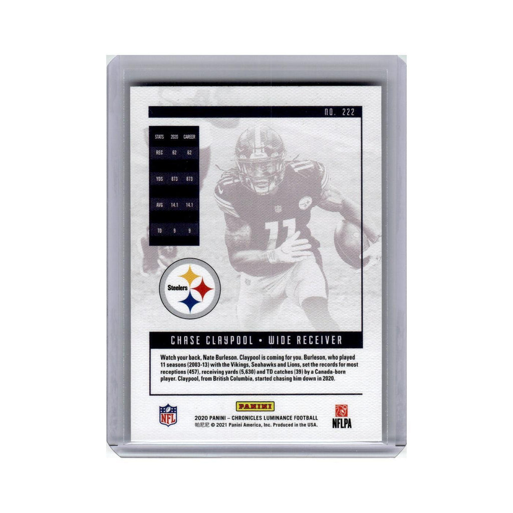 Chase Claypool Rookie 2020 Panini Chronicles Luminance #222 Steelers NM