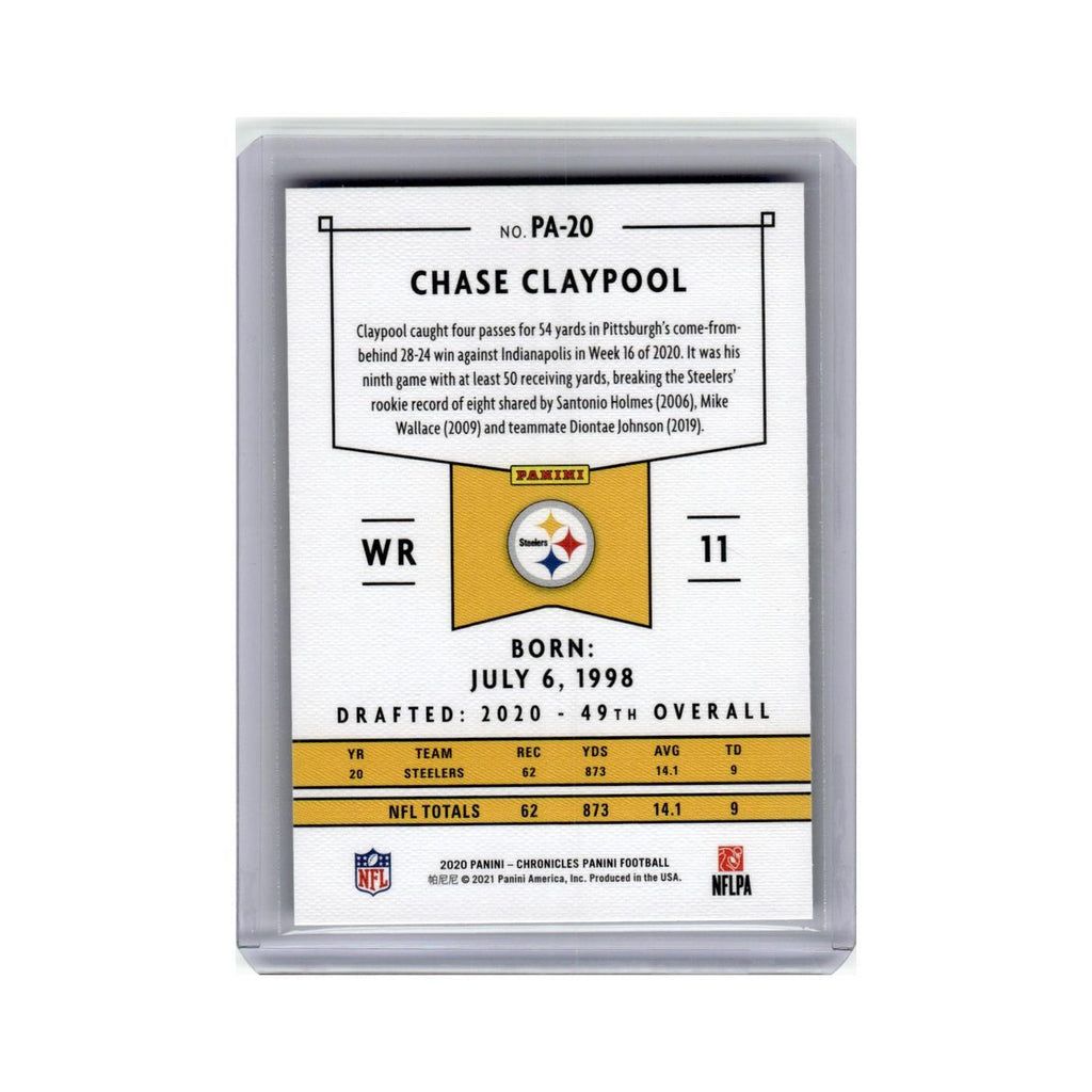 Chase Claypool Rookie 2020 Panini Chronicles #PA-20 Pittsburgh Steelers NM