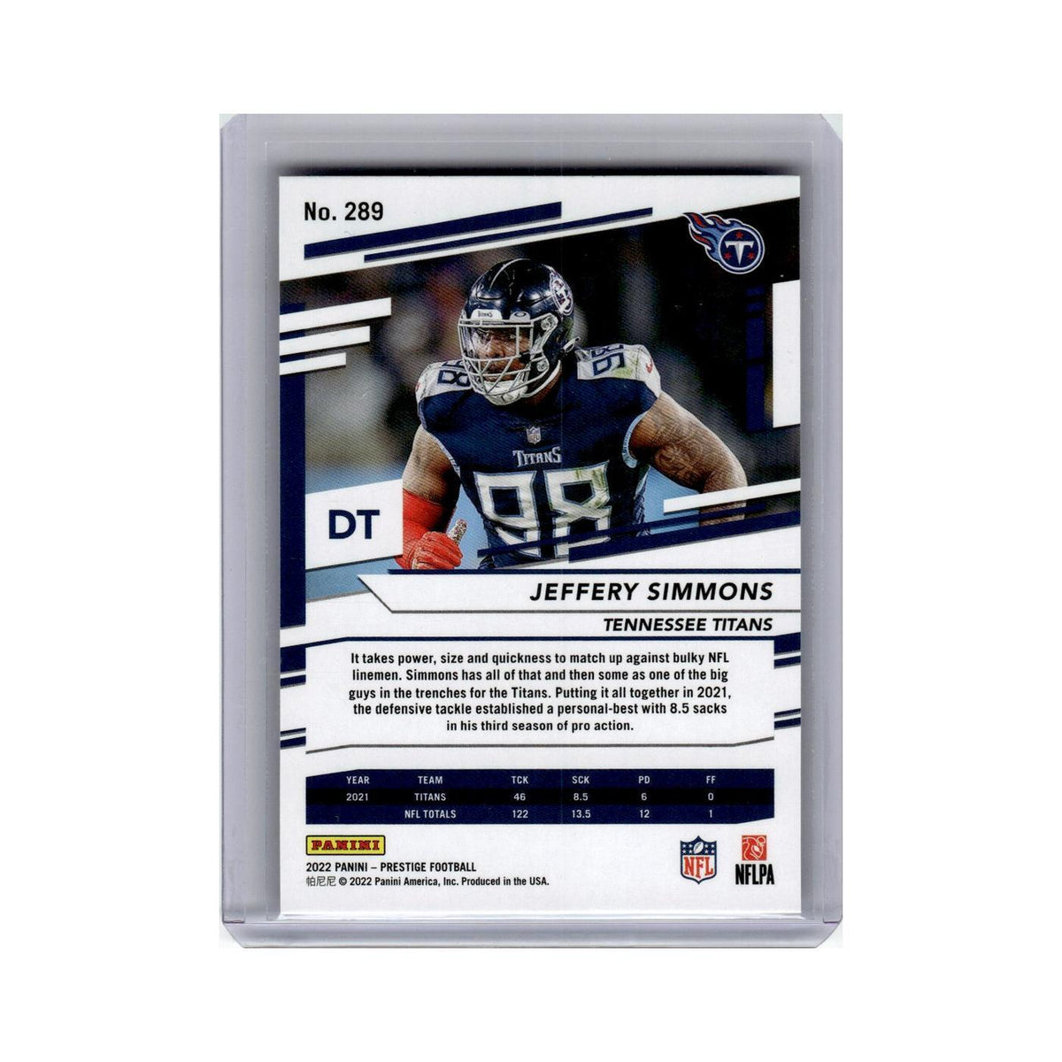 Jeffery Simmons 2022 Panini Prestige Xtra Points #289 Tennessee Titans NM