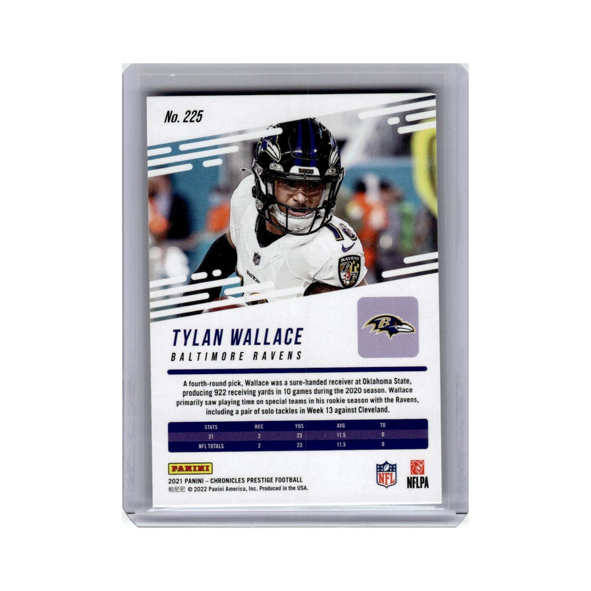 Tylan Wallace Rookie 2021 Panini Prestige #225 Baltimore Ravens Football Card NM