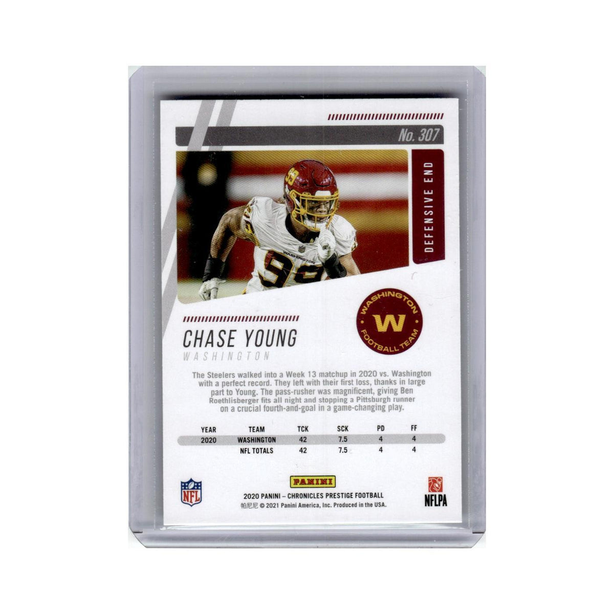 Chase Young Rookie 2020 Panini Chronicles Prestige #307 Washington NM