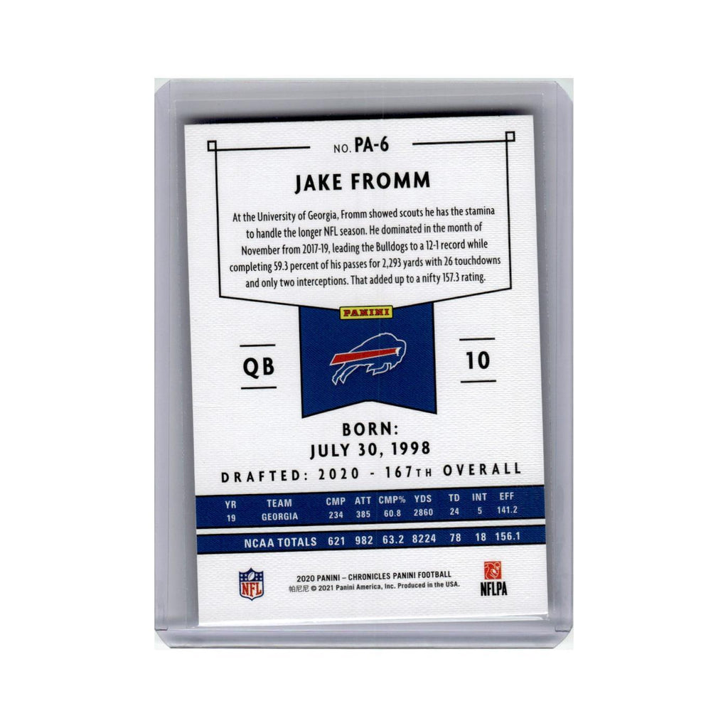 Jake Fromm Rookie 2020 Panini Chronicles #PA-6 Buffalo Bills Football Card NM