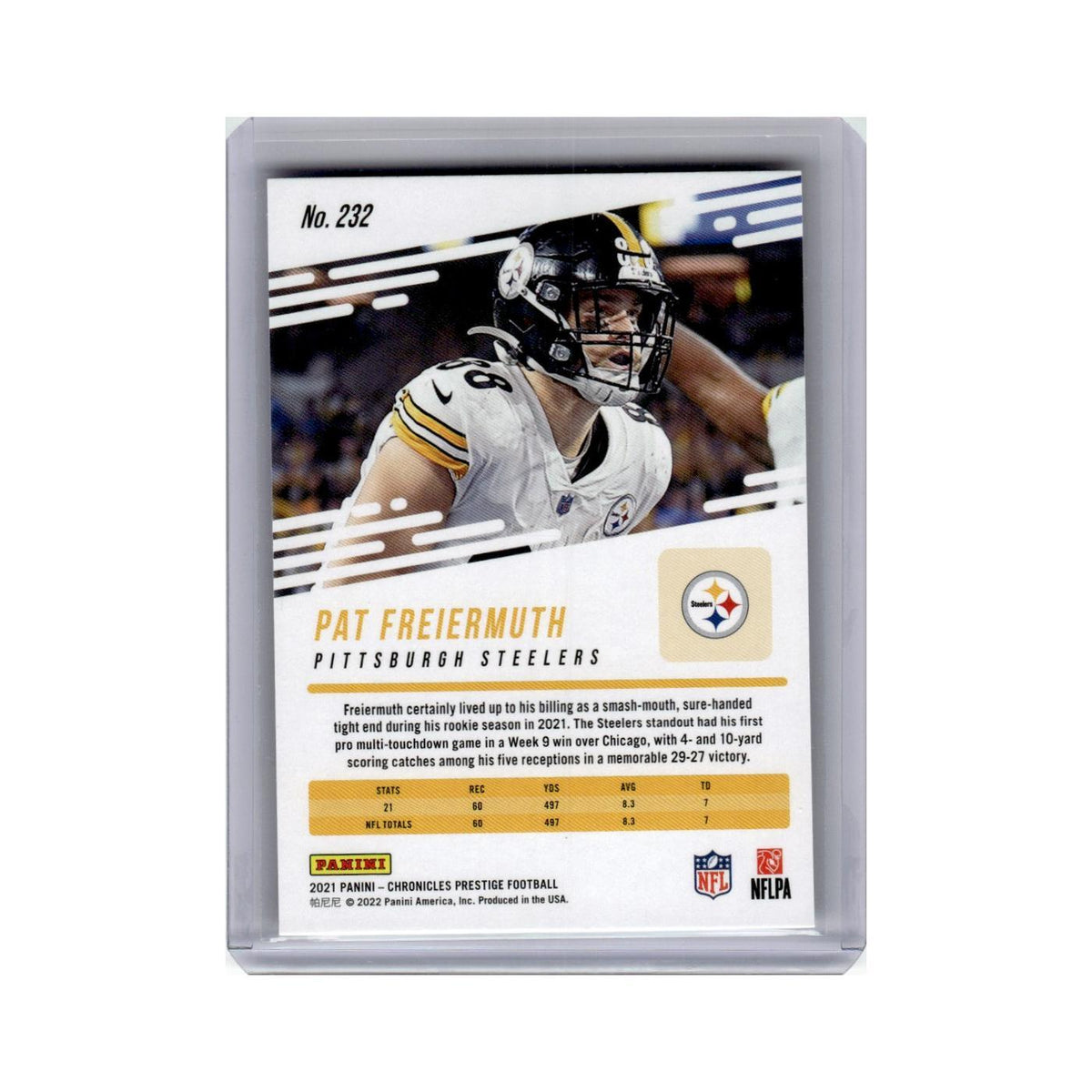 Pat Freiermuth Rookie 2021 Panini Prestige #232 Pittsburgh Steelers NM