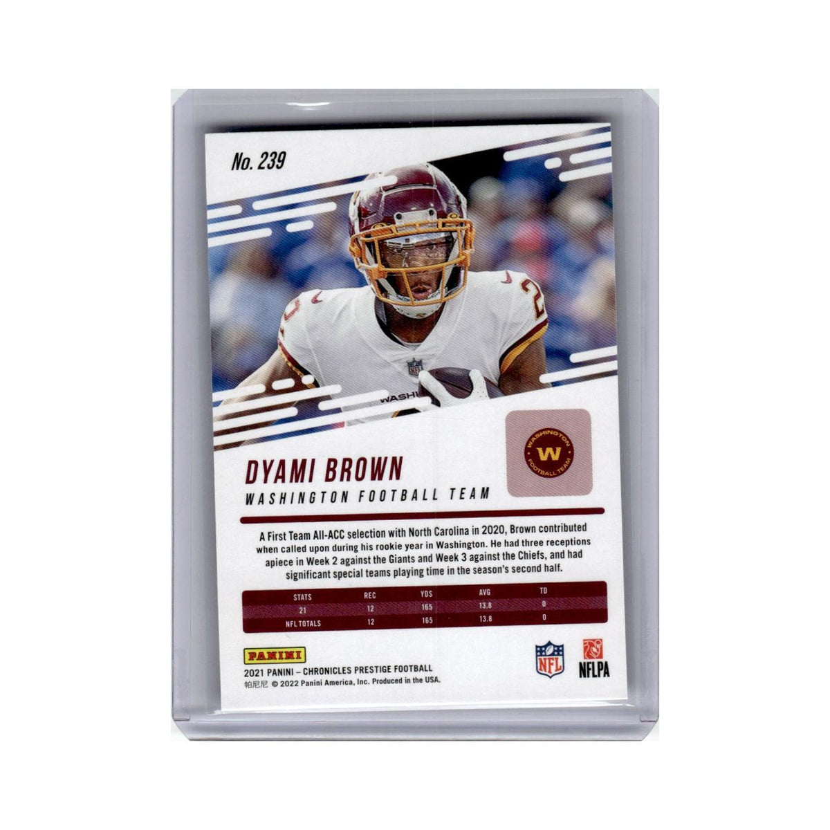 Dyami Brown Rookie 2021 Panini Prestige #239 Washington Football Card NM