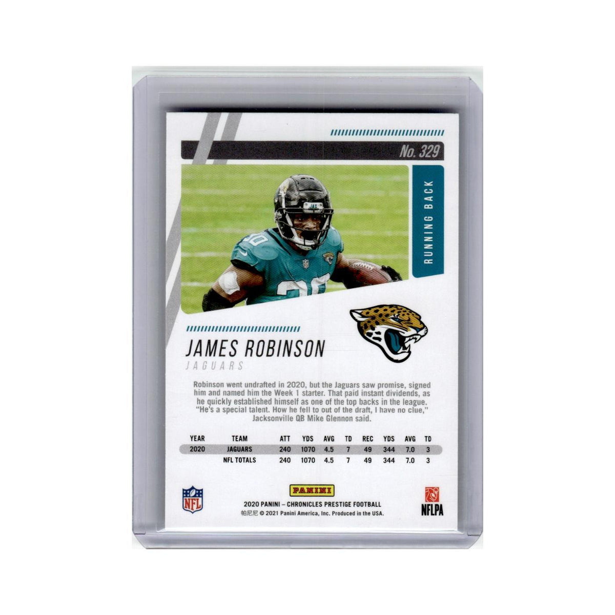 James Robinson Rookie 2020 Panini Chronicles Prestige #329 Jaguars NM