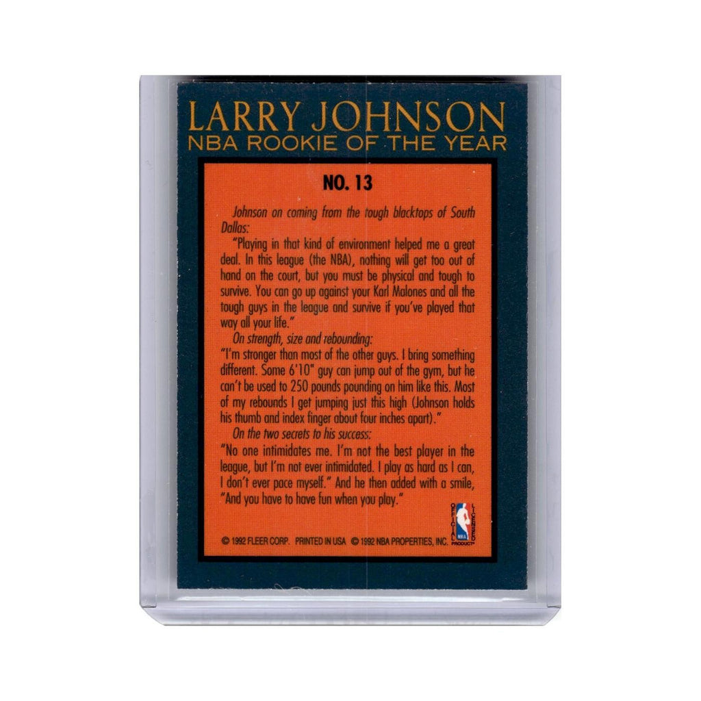 Larry Johnson 1992 Fleer #13 Charlotte Hornets Basketball Card NM