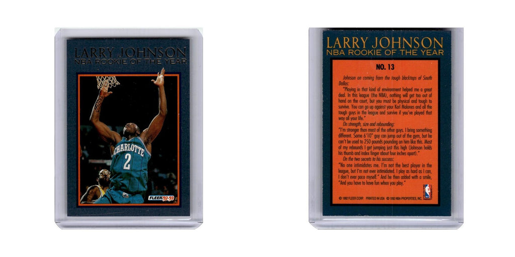 Larry Johnson 1992 Fleer #13 Charlotte Hornets Basketball Card NM