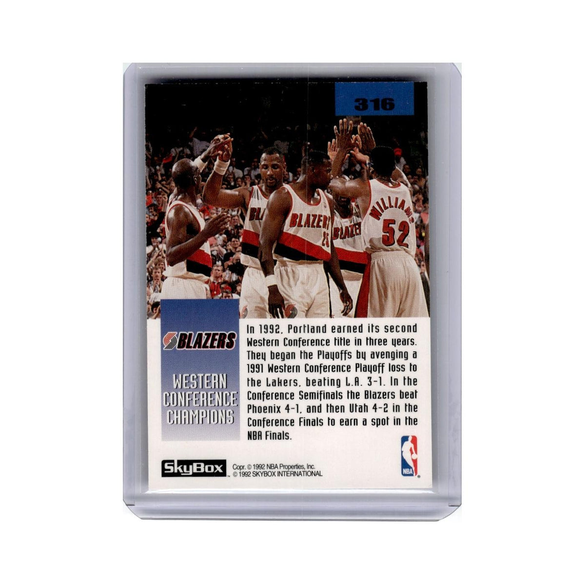 NBA Finals Portland Trail Blazers 1992 Skybox #316 Basketball Card NM