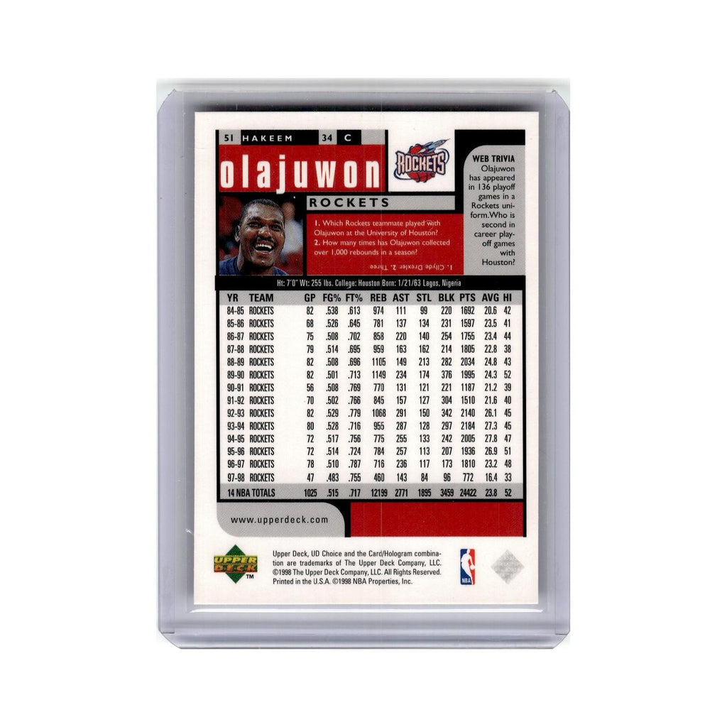 Hakeem Olajuwon 1998 UD Choice #34 Houston Rockets Basketball Card NM