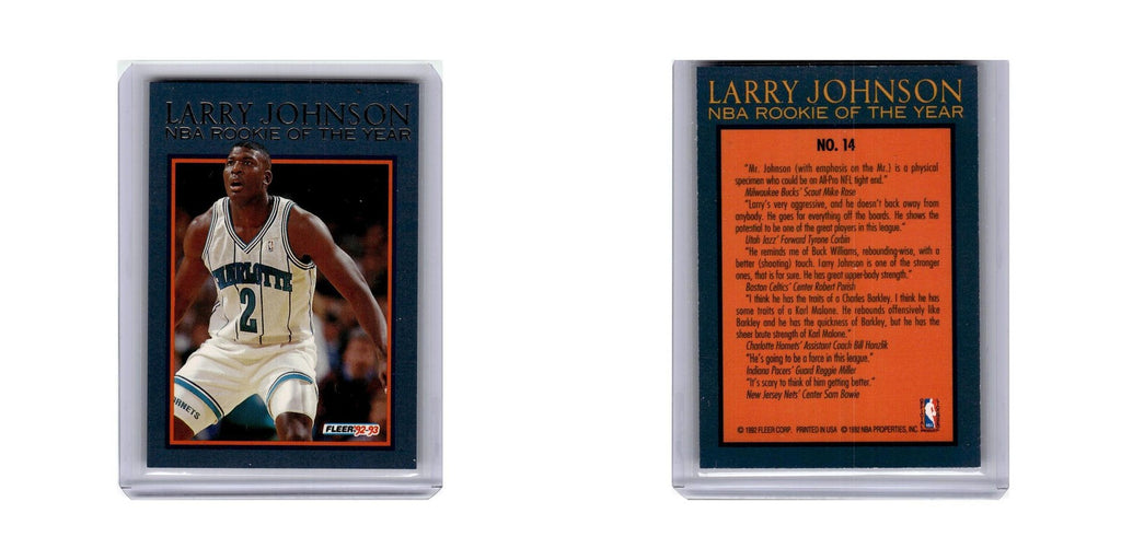 Larry Johnson 1992 Fleer #14 Charlotte Hornets Basketball Card NM
