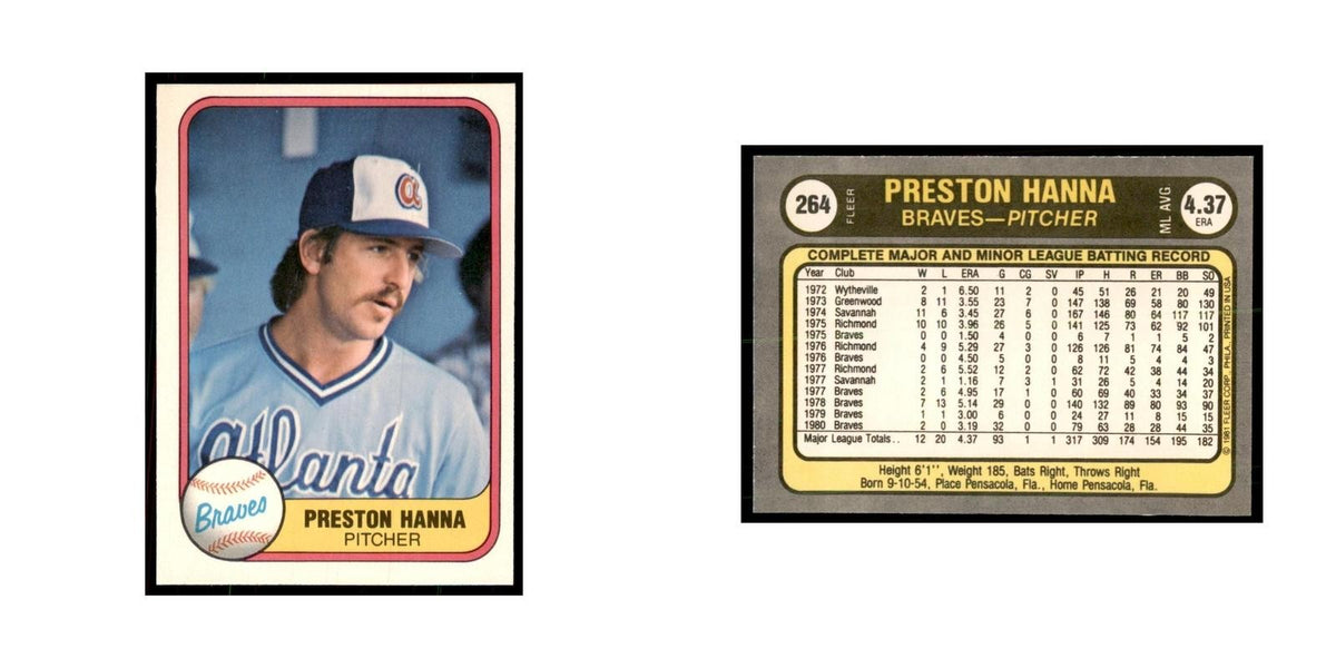 1981 Fleer Preston Hanna Baseball Cards #264