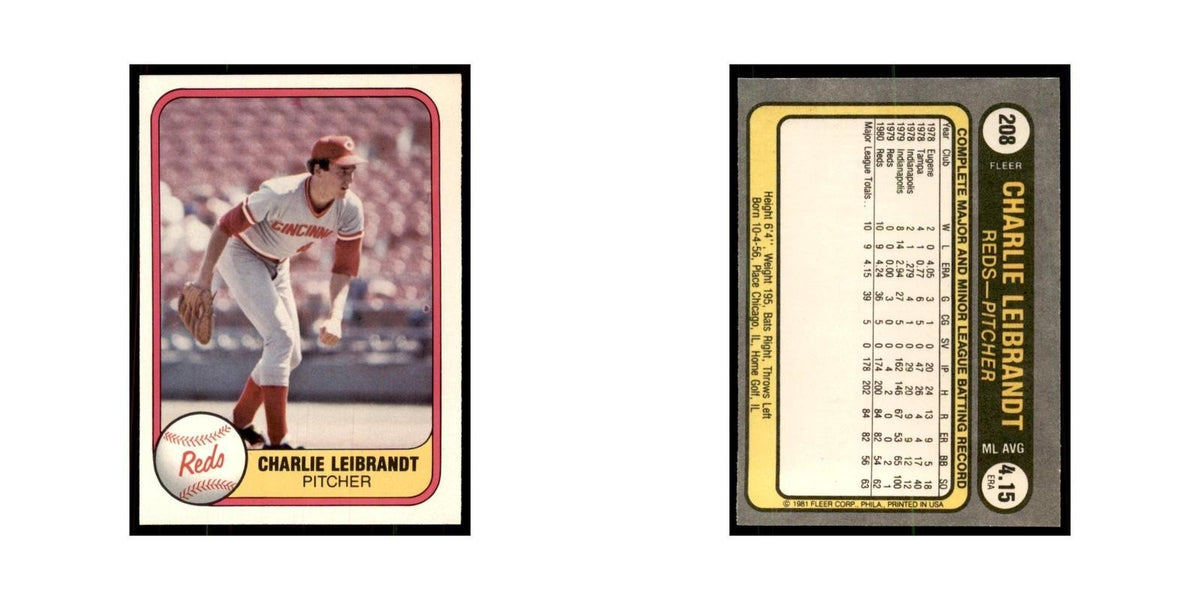 1981 Fleer Charlie Leibrandt Baseball Cards #208