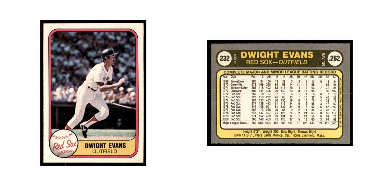1981 Fleer Dwight Evans Baseball Cards #232