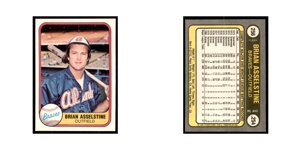 1981 Fleer Brian Asselstine Baseball Cards #256