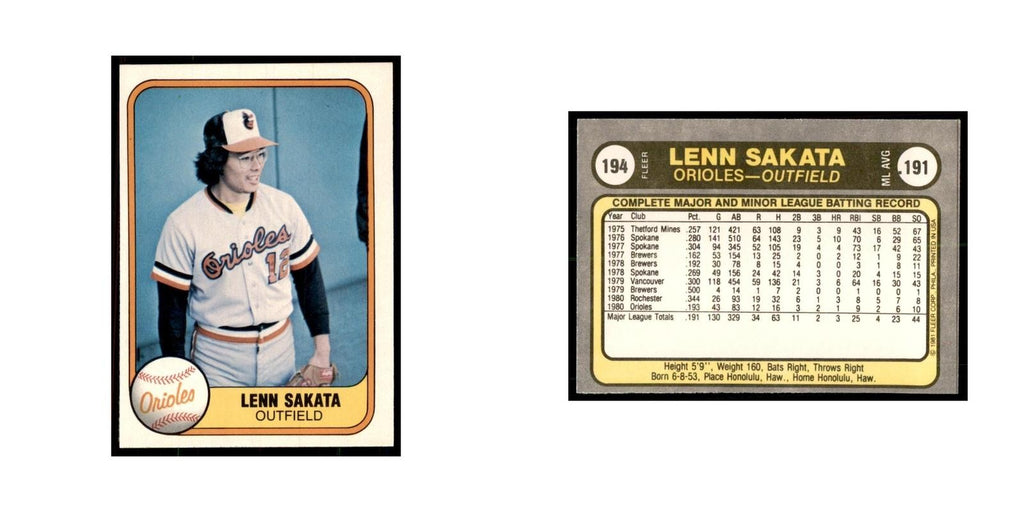 1981 Fleer Lenn Sakata Baseball Cards #194
