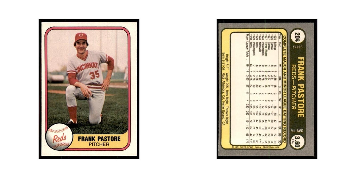 1981 Fleer Frank Pastore Baseball Cards #204