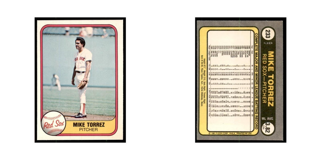 1981 Fleer Mike Torrez Baseball Cards #233