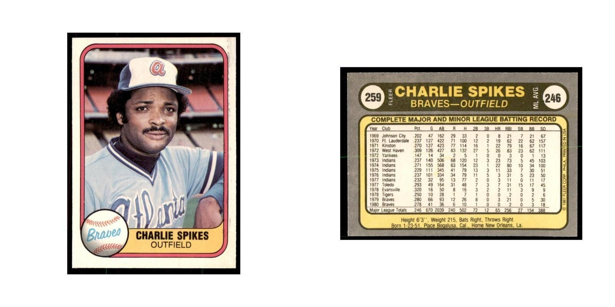 1981 Fleer Charlie Spikes Baseball Cards #259