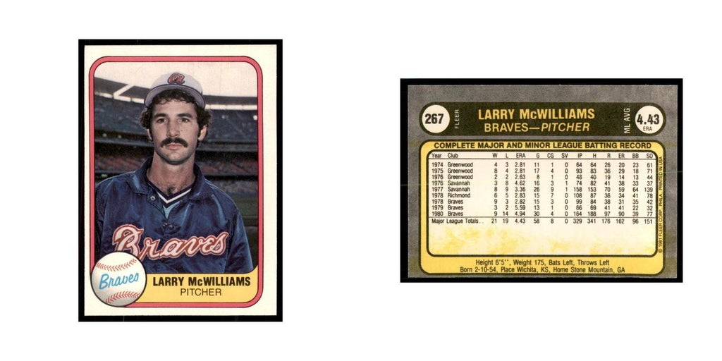 1981 Fleer Larry McWilliams Baseball Cards #267