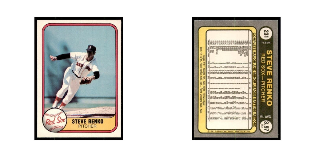 1981 Fleer Steve Renko Baseball Cards #231