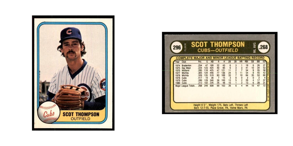 1981 Fleer Scot Thompson Baseball Cards #296