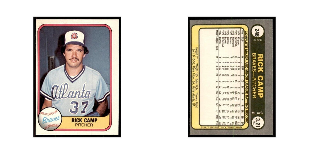 1981 Fleer Rick Camp Baseball Cards #246