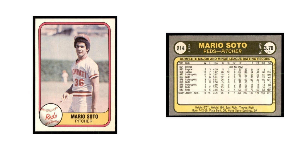 1981 Fleer Mario Soto Baseball Cards #214