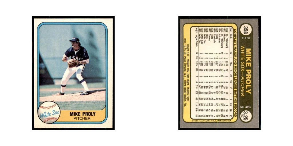 1981 Fleer Mike Proly Baseball Cards #358