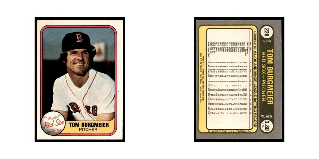 1981 Fleer Tom Burgmeier Baseball Cards #228