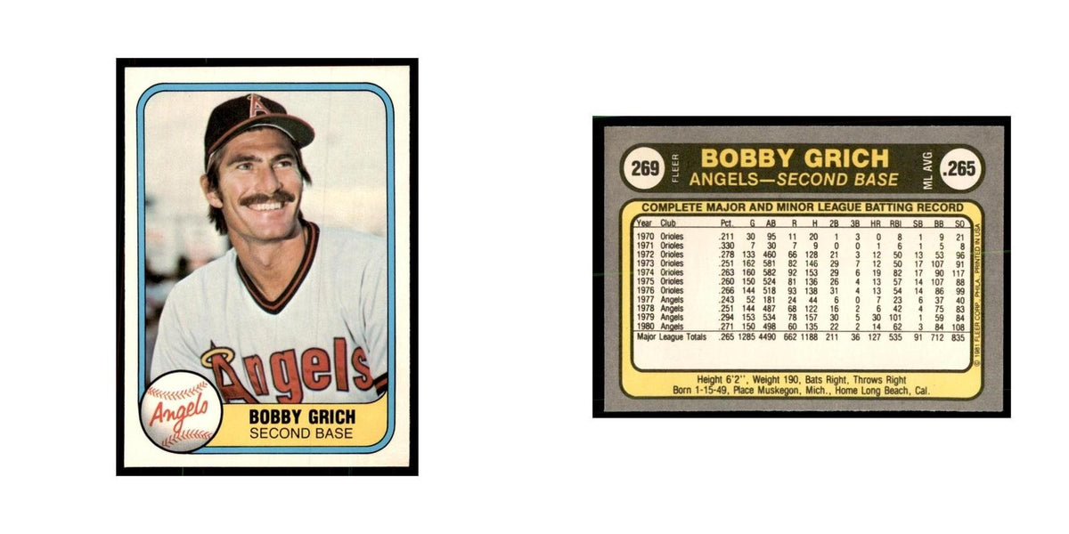 1981 Fleer Bobby Grich Baseball Cards #269