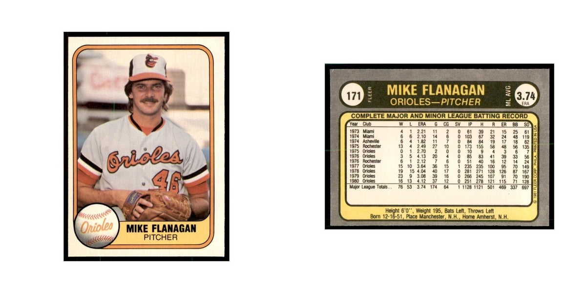 1981 Fleer Mike Flanagan Baseball Cards #171