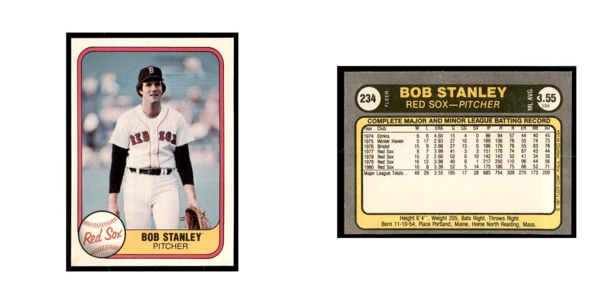 1981 Fleer Bob Stanley Baseball Cards #234